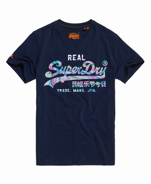 Superdry Vintage Logo Multi Colour Férfi Pólók Sötétkék | ZPEIJ5827